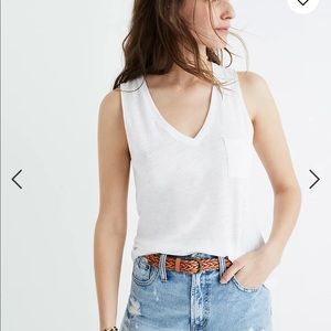 (3) Madewell Whisper Cotton V-Neck Pocket tanks